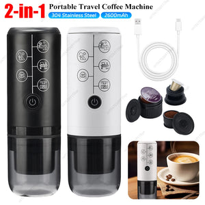 2-in-1 Portable Espresso Coffee Machine 2600mAh Wireless Charging Multifunctional Coffee Maker Leak Proof for Travel Camping